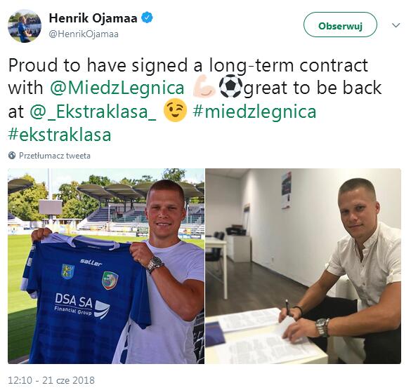 Henrik Ojaama nowym piłkarzem Miedzi Legnica Henrik Ojaama nowym piłkarzem Miedzi Legnica