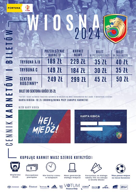 Strefa Miedzi zaprasza! Trwa przedsprzedaż karnetów na wiosnę 2024 Strefa Miedzi zaprasza! Trwa przedsprzedaż karnetów na wiosnę 2024