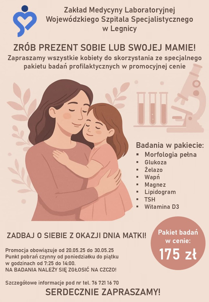 Promocyjne ceny badań z okazji Dnia Matki w legnickim szpitalu Promocyjne ceny badań z okazji Dnia Matki w legnickim szpitalu